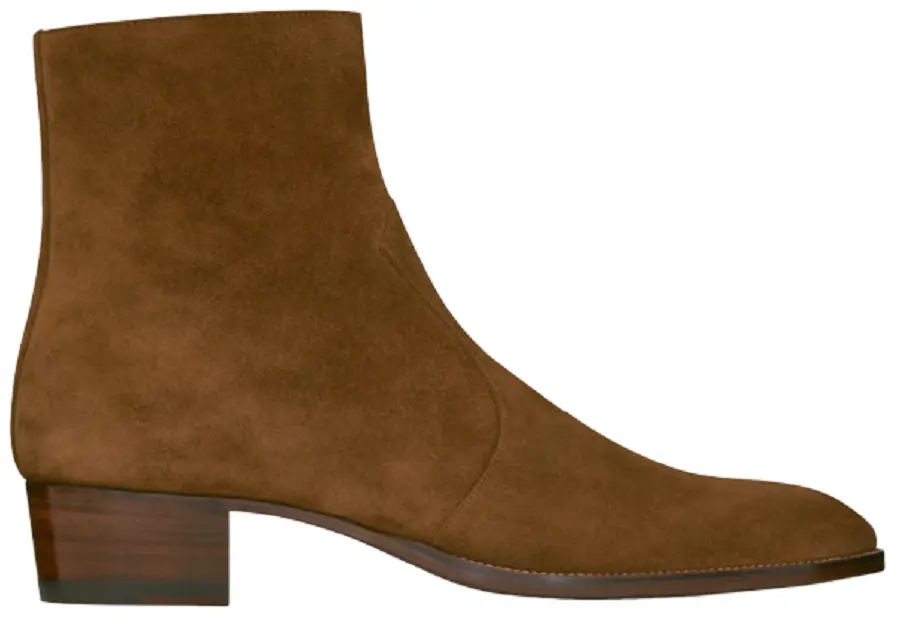 Giày Saint Laurent Wyatt Zipped Boots Suede 'Brown' 6491031NZ002635