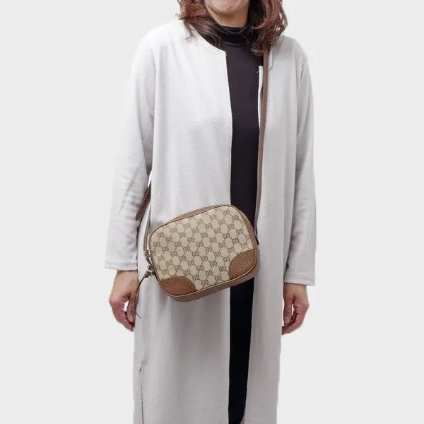 Túi Gucci Crossbody Shoulder Bag GG Canvas Leather Beige Brown Outlet 449413 KY9LG 8610 - Ảnh 4