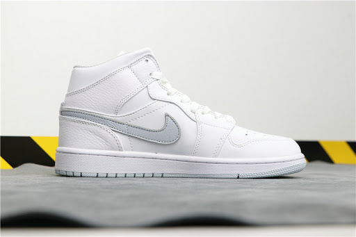 Giày Nike Air Jordan 1 Mid White Pure Platinum Swoosh 554724-108 - Ảnh 8