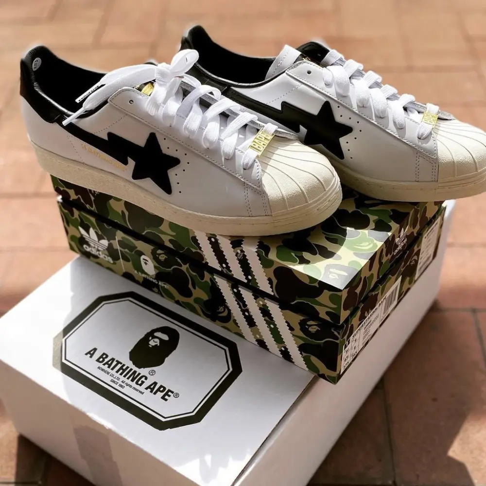 Giày Adidas BAPE x Superstar 'White Black' GZ8980 - Ảnh 6