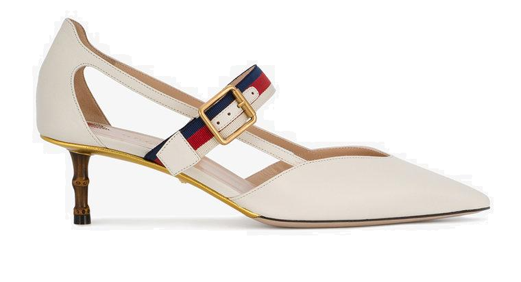 Giày Gucci Wmns White Leather Slub Heel 460114-CQXS0-9082