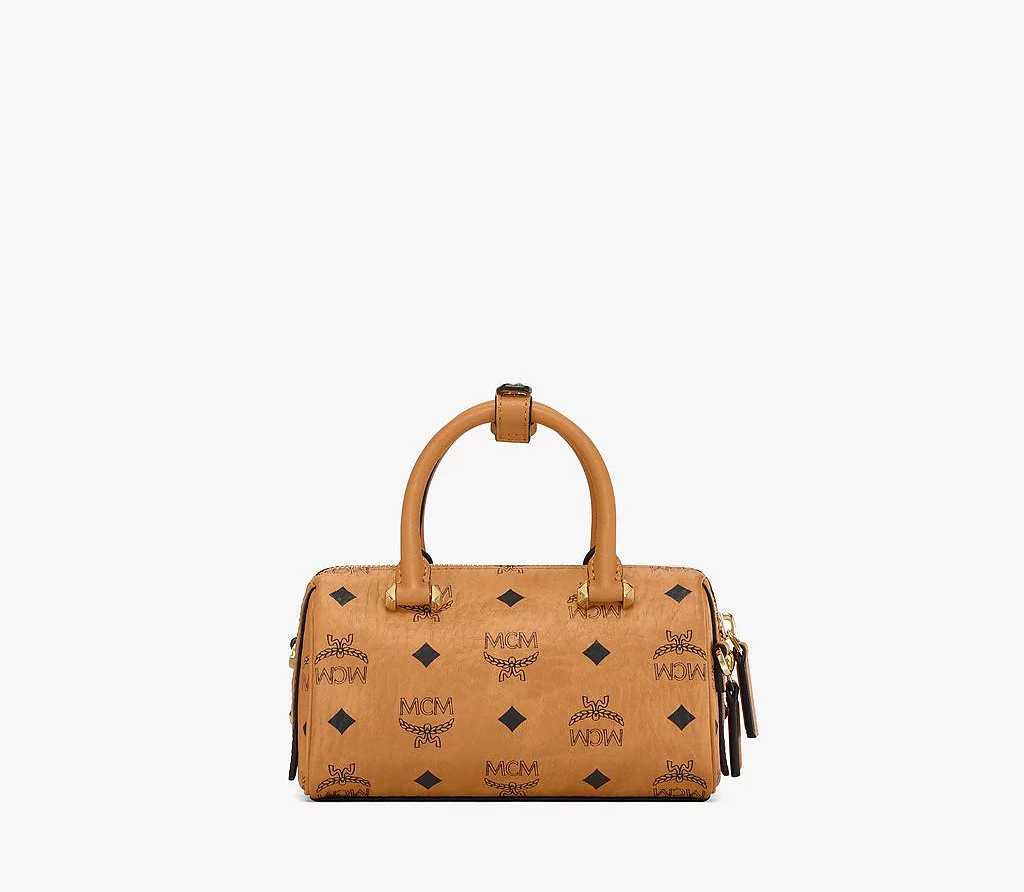Túi MCM Mini Essential Boston Bag In Visetos 'Original Cognac' MWBAASE03CO001 - Ảnh 4