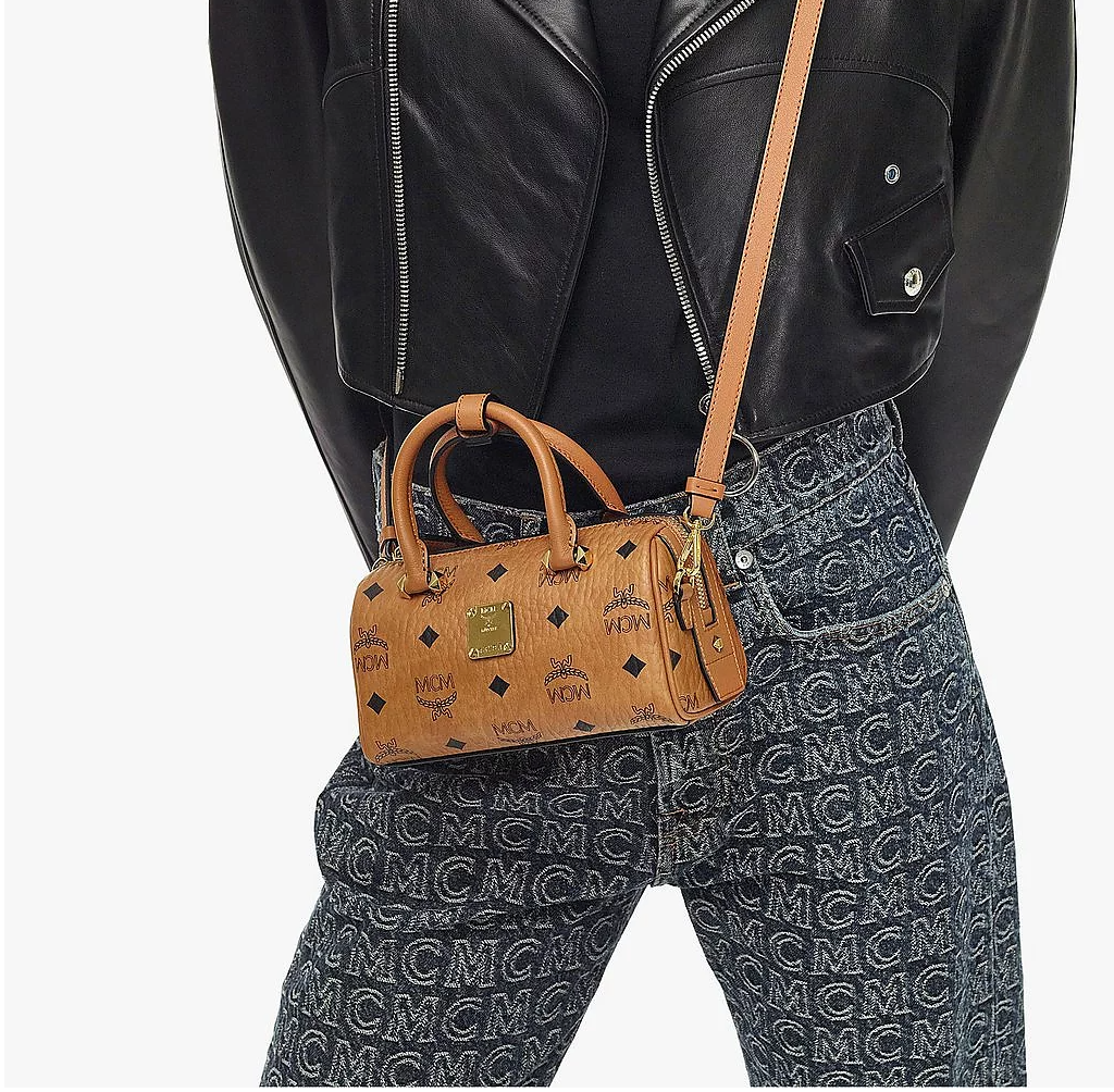 Túi MCM Mini Essential Boston Bag In Visetos 'Original Cognac' MWBAASE03CO001 - Ảnh 5