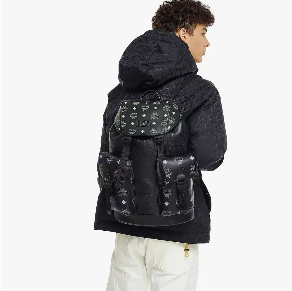 Balo MCM Splash Logo Leather Black MMKCSSX01U6001 - Ảnh 5