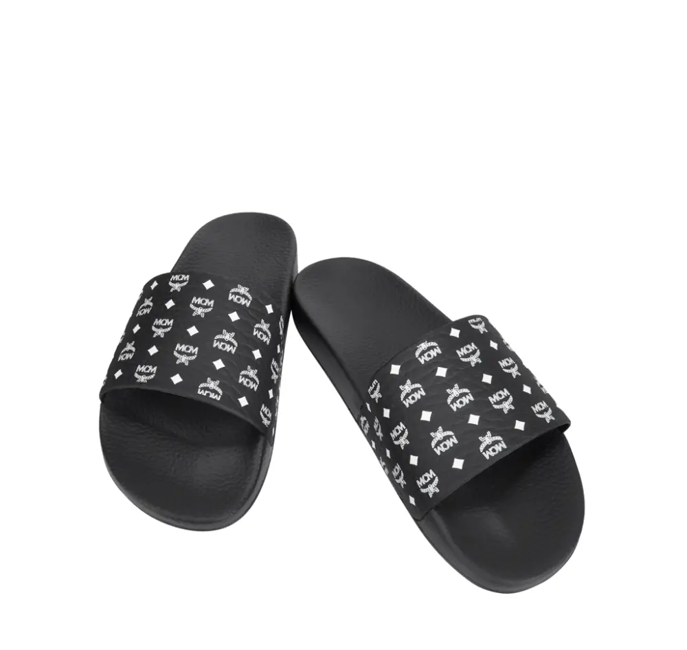 Dép MCM Visetos Rubber Slides 'Black' MEX8AMM60BK041 - Ảnh 3