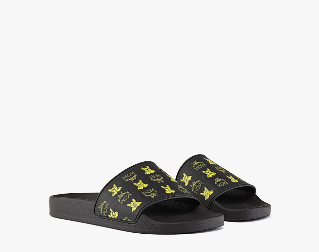 Dép MCM Pup Visetos Print Rubber Slides 'Yellow' MESCSSX02Y3040 - Ảnh 4