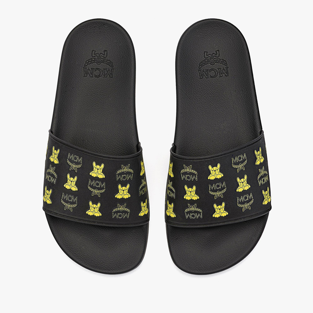 Dép MCM Pup Visetos Print Rubber Slides 'Yellow' MESCSSX02Y3040 - Ảnh 5