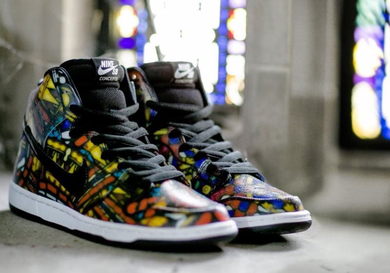Giày Nike Concepts x SB Dunk High 'Stained Glass' 313171 606 - Ảnh 3