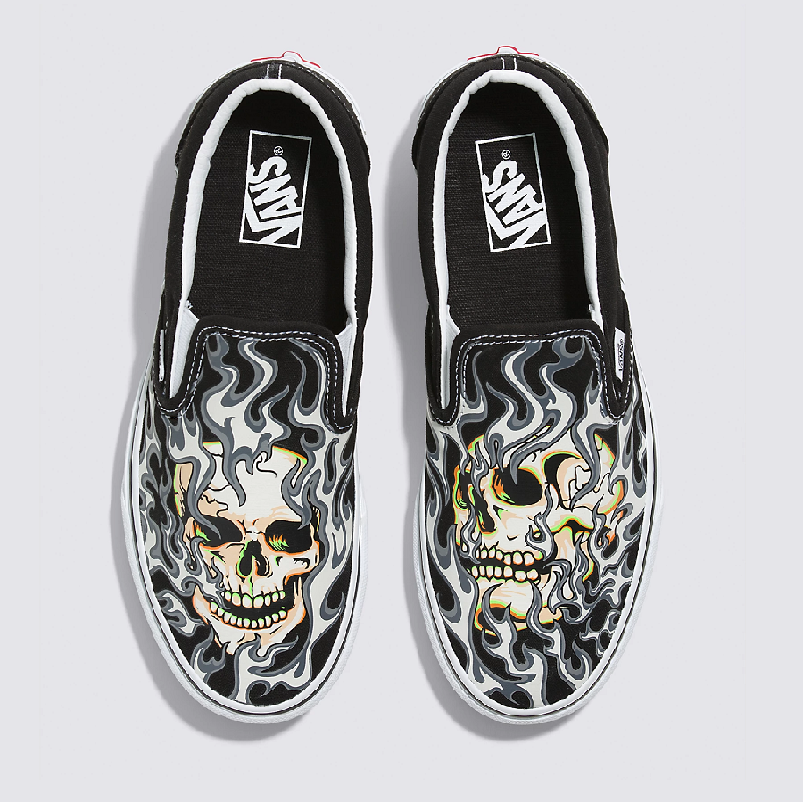 Giày Vans Classic Slip-on Flame Skull 'Black' VN0009Q7BMX - Ảnh 3