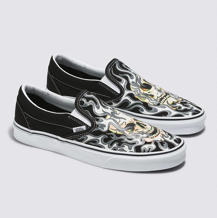 Giày Vans Classic Slip-on Flame Skull 'Black' VN0009Q7BMX - Ảnh 4