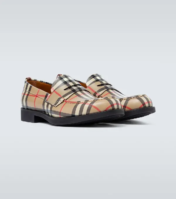 Giày BURBERRY The 1983 Check Link Loafer Vintage Forest Green with Chain 4078539 - Ảnh 4