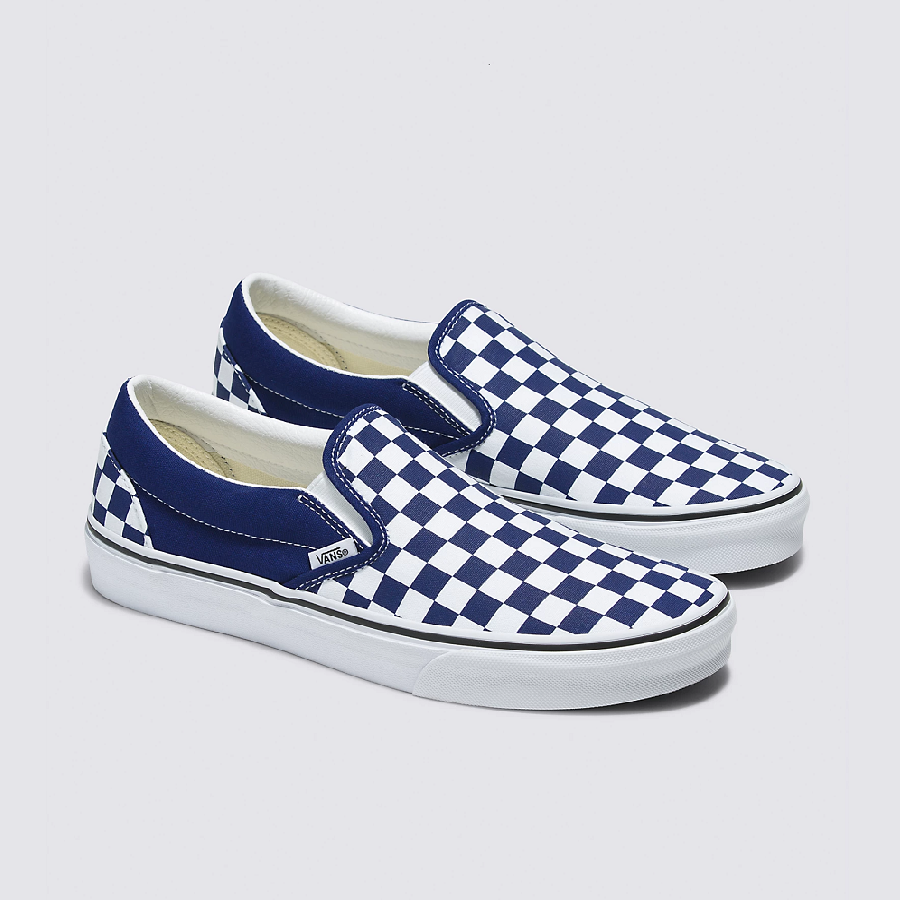 Giày Vans Classic Slip-on Checkerboard 'Beacon Blue' VN000BVZBYM - Ảnh 4