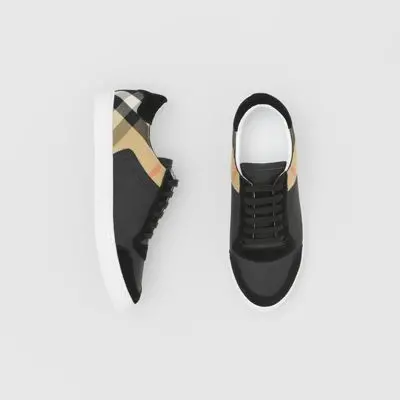 Giày Burberry Leather, Suede and House Check Black 80241241 - Ảnh 5