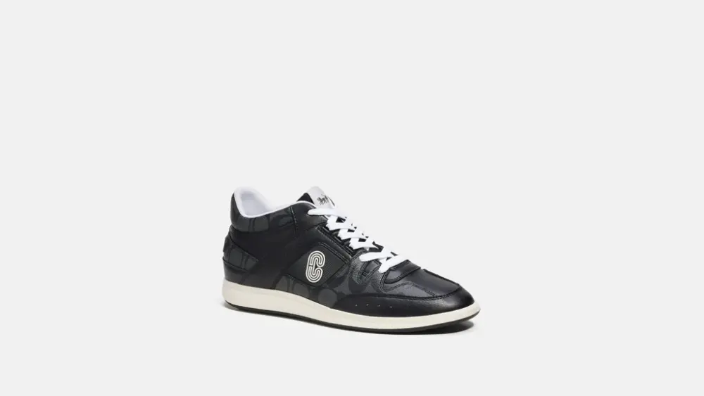 Giày Coach Mid Top Sneaker In Signature Canvas 'Black' CI083-BLK - Ảnh 3