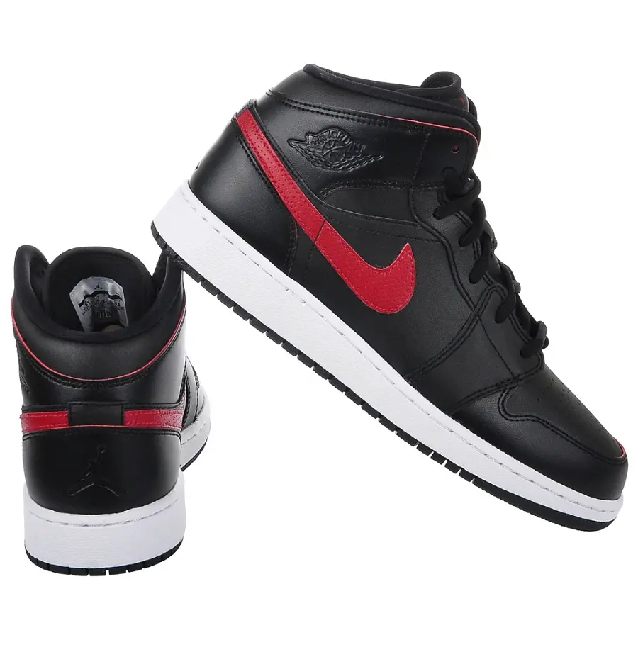 Giày Nike Air Jordan 1 Retro Mid Black Gym Red GS 554725-009 - Ảnh 4