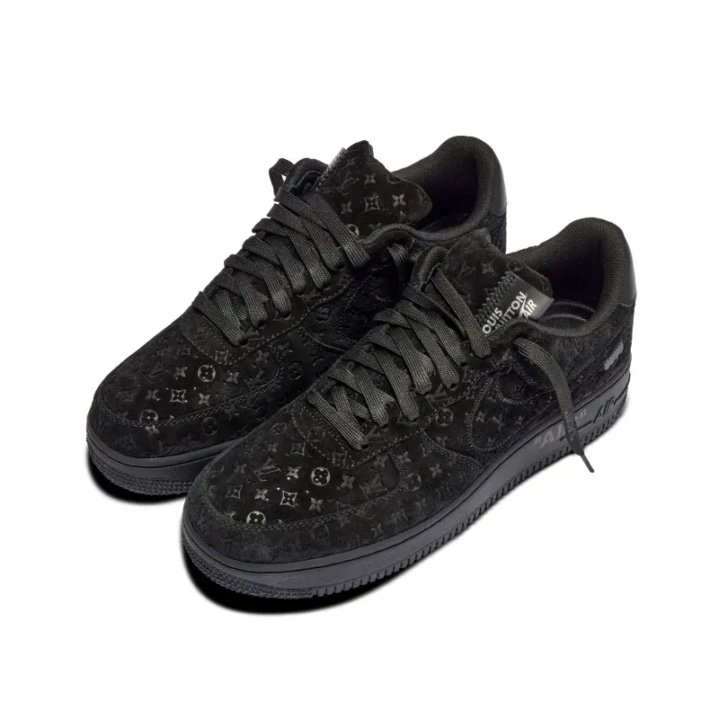 Giày Nike Air Force 1 X Louis Vuitton Low 'Triple Black' 1A9V - Ảnh 4