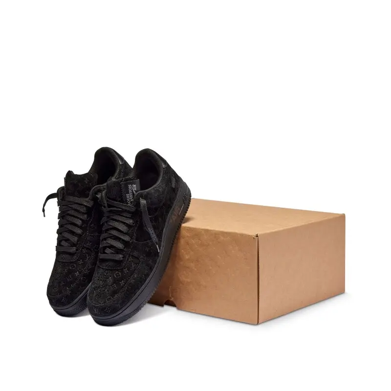 Giày Nike Air Force 1 X Louis Vuitton Low 'Triple Black' 1A9V - Ảnh 3