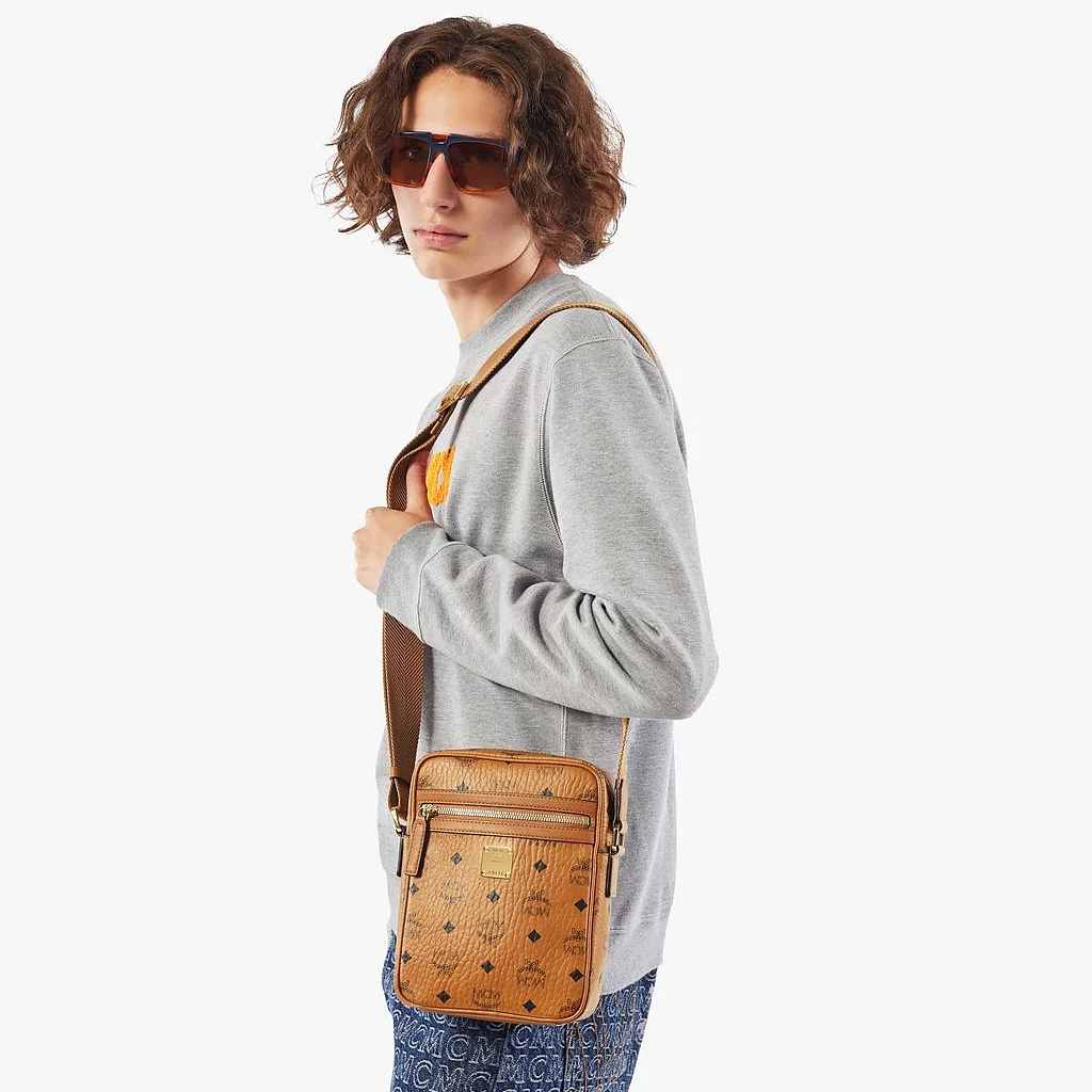 Túi MCM Mini NS Klassik Crossbody In Visetos Cognac MMRAAKC04CO001 - Ảnh 4