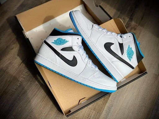 Giày Nike Air Jordan 1 Mid 'Laser Blue' 554724-141 - Ảnh 3