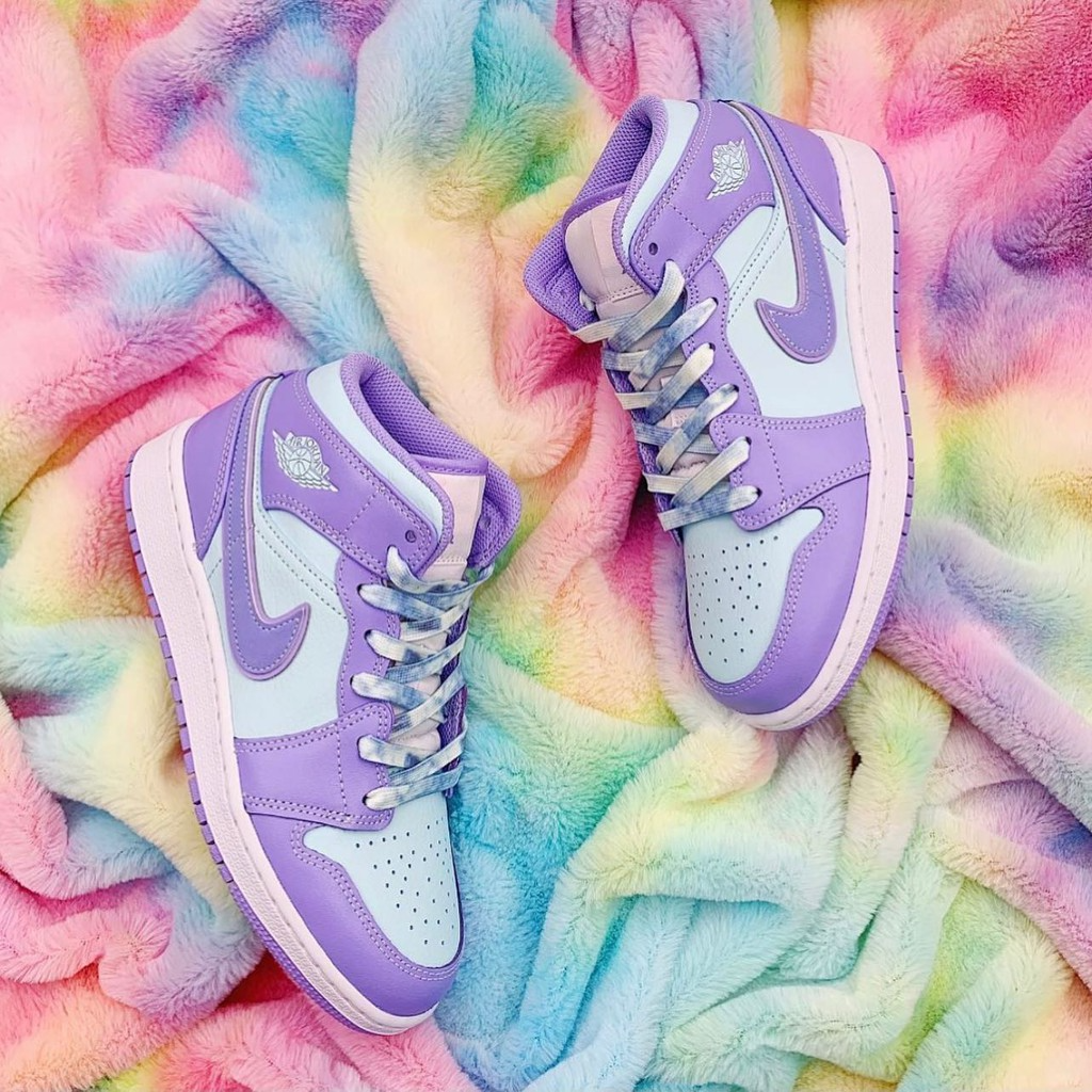 Giày Nike Air Jordan 1 Mid GS 'Purple Glacier Blue' 554725-500 - Ảnh 4
