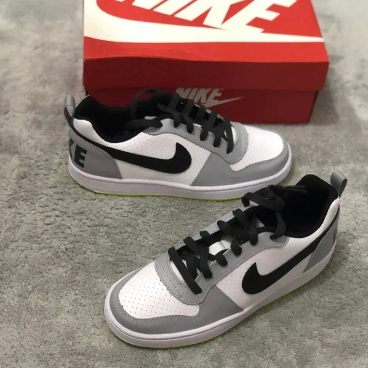 Giày Nike Court Borough Low White Black Wolf Grey (GS) 839985-104 - Ảnh 3