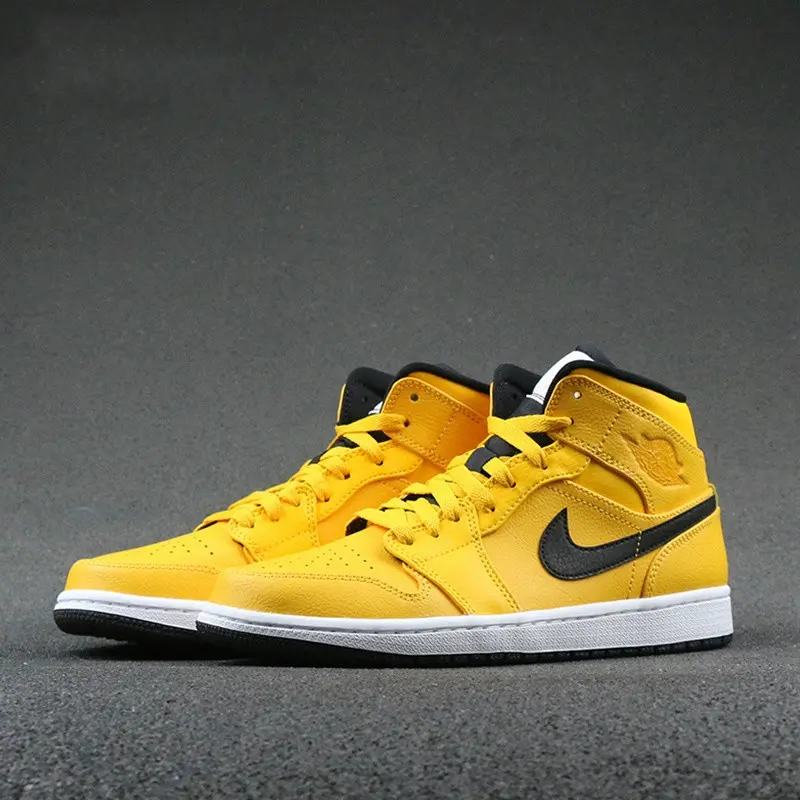 Giày Nike Air Jordan 1 Mid GS 'University Gold' 554725-700 - Ảnh 4