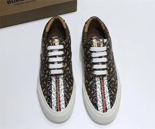 Giày Burberry Brown Monogram Stripe Print E-Canvas 80187541 - Ảnh 4