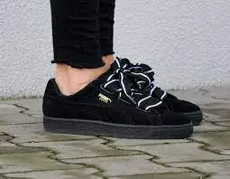 Giày Puma Basket Suede Heart Satin 'Black' 364084-01 - Ảnh 4