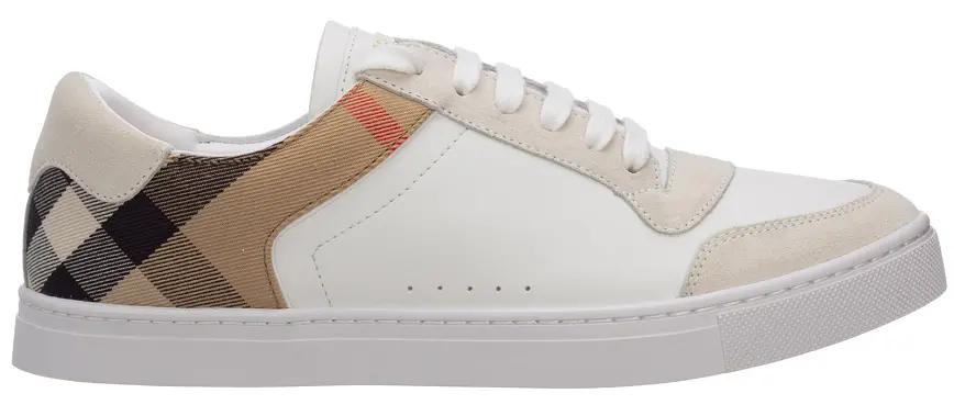 Giày Burberry Leather, Suede and House Check Optic White 80241251