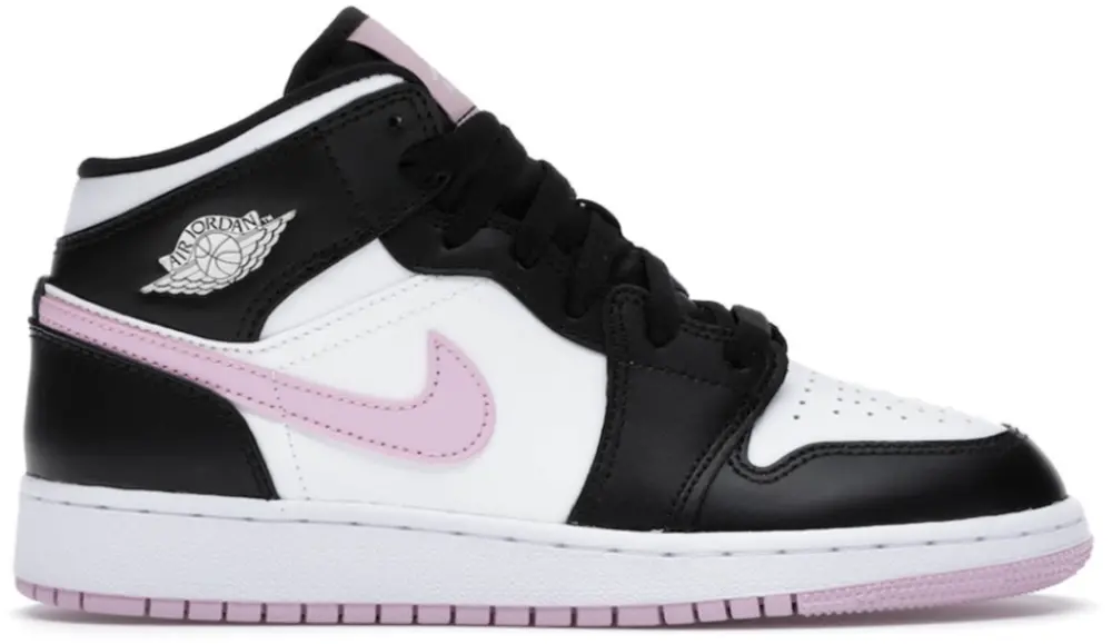Giày Nike Air Jordan 1 Mid White Black Light Arctic Pink (GS) 555112-103