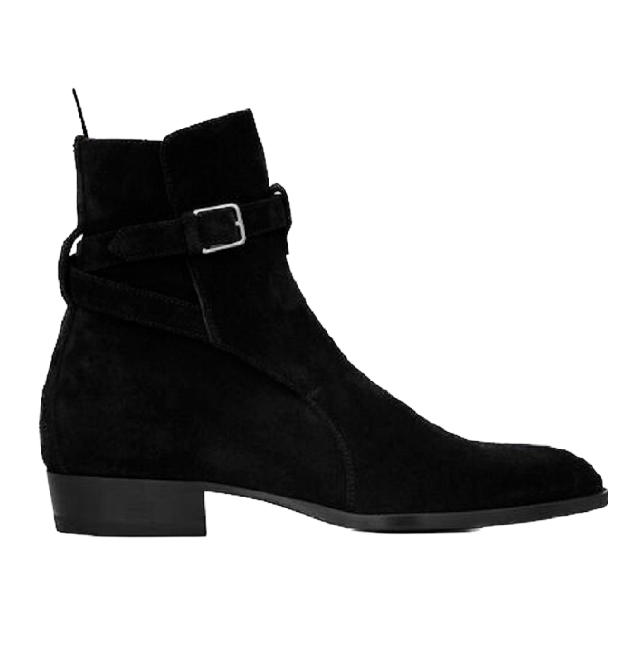 Giày Saint Laurent Wyatt Jodhpur Boots In Suede 'Black' 498372BT3001000