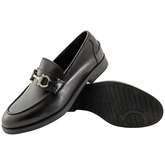 Giày Salvatore Ferragamo Men's Black Gancini Moccasin 02B715-712557 - Ảnh 3