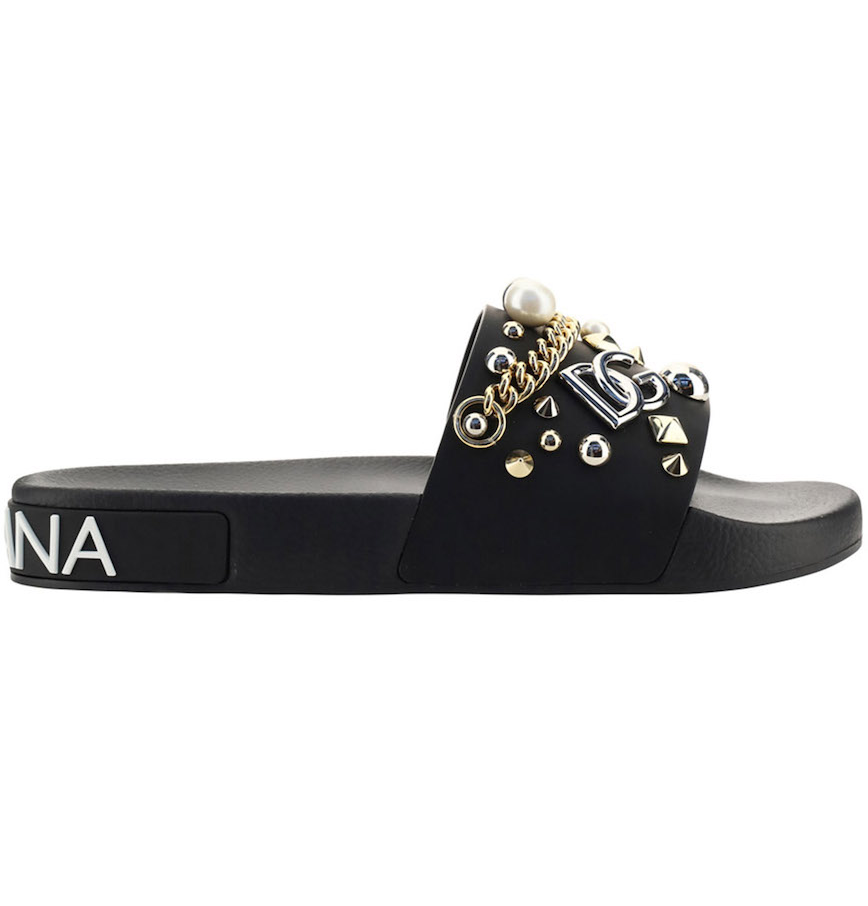 Dép Dolce & Gabbana Stud Embellished Slides 'Black' CS1990AY08280999