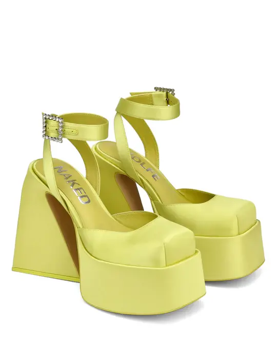 Giày cao gót Naked Wolfe JACKIE 'YELLOW SATIN' - Ảnh 2