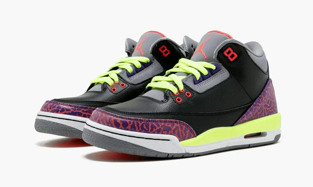 Alternative view of Giày Nike Air Jordan 3 Retro GS 'Black Atomic Red' 441140-039