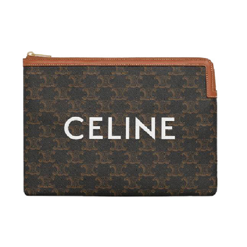 Túi Celine Small Pouch In Triomphe Canvas And Lambskin Tan 10D672BZQ-04LU