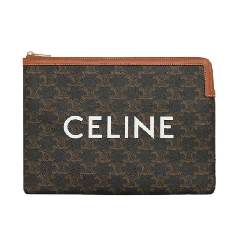 Túi Celine Small Pouch In Triomphe Canvas And Lambskin Tan 10D672BZQ-04LU