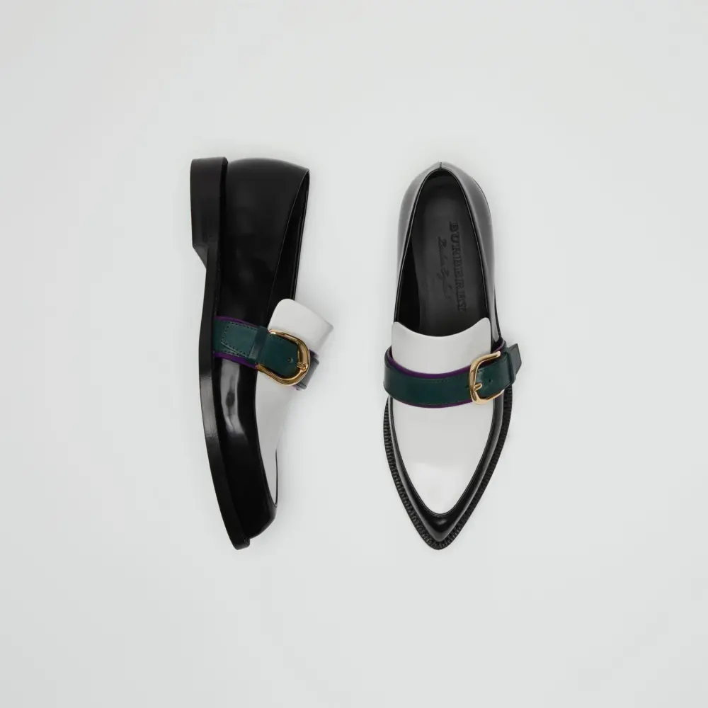 Giày BURBERRY Colour Block Leather Monk Strap Loafers 4075729 - Ảnh 4