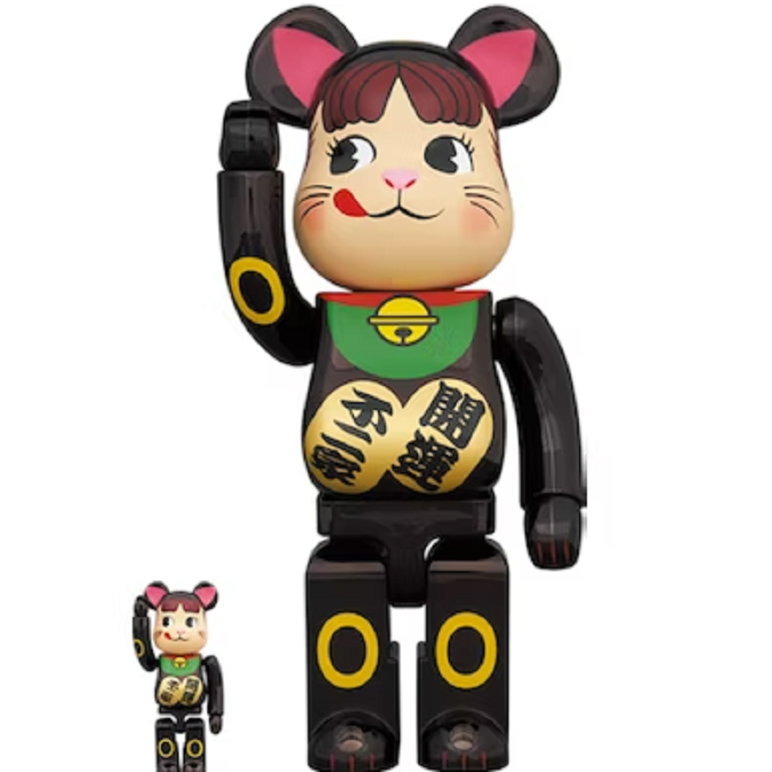 Mô Hình Bearbrick Pekochan Neko - Black Chrome 100% % 400%