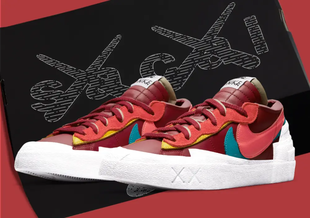 Alternative view of Giày Nike KAWS x sacai x Blazer Low 'Team Red' DM7901-600