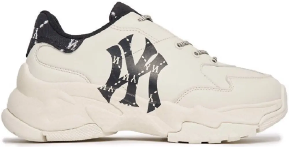 Giày MLB Big Ball Chunky Diamond Monogram NY 'White Black' 3ASHCDM2N-50BKS