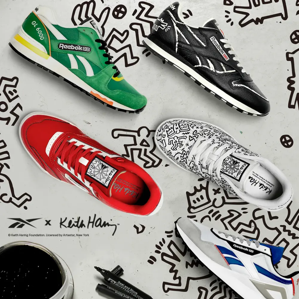 Giày Reebok Keith Haring x Club C 'Dancing Figures Allover Print' GZ1458 - Ảnh 4