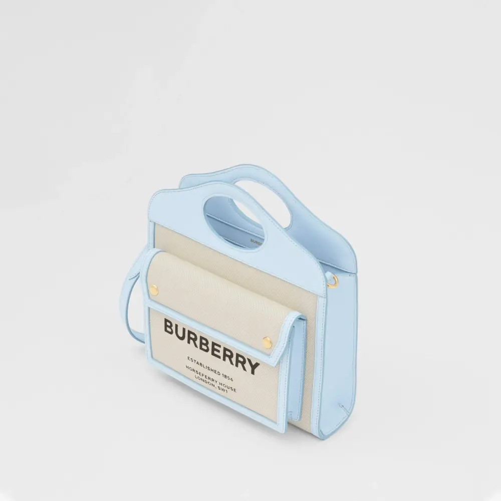 Alternative view of Túi Burberry Mini Two Tone Canvas Leather Pocket Bag 'Pale Blue' 80324061