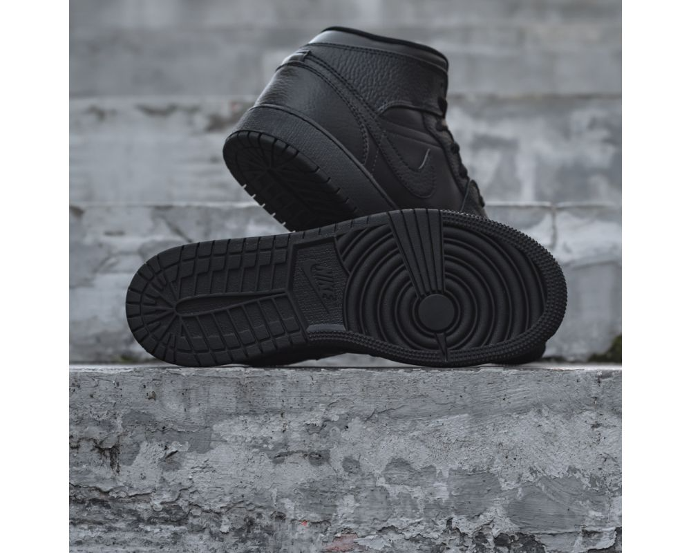 Giày Nike Air Jordan 1 Mid GS 'Triple Black' 554725-093 - Ảnh 5