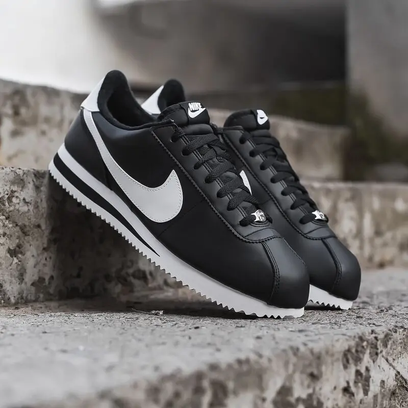 Giày Nike Cortez Basic Leather 'Black White' 819719-012 - Ảnh 6
