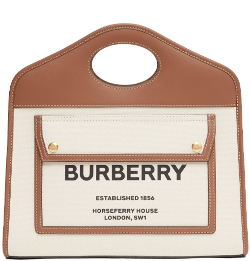 Túi Burberry Bag Two-tone Canvas Leather Small Pocket Tote 'Beige' 80367841