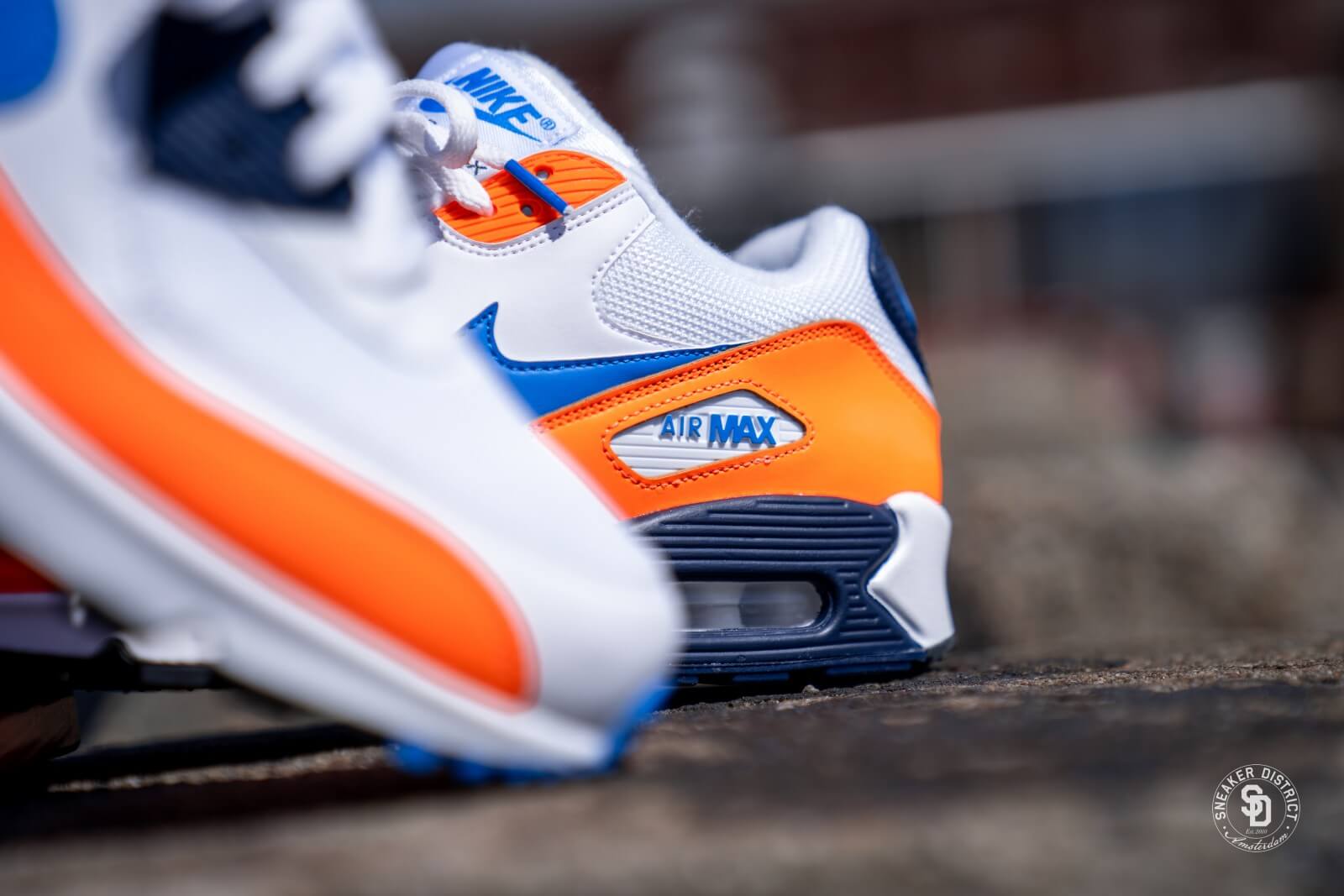Giày Nike Air Max 90 White 'Photo Blue Total Orange' AJ1285-104 - Ảnh 3