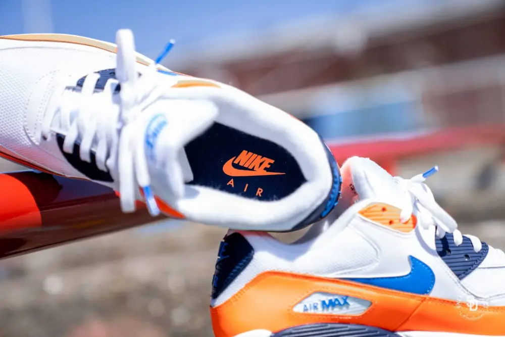 Giày Nike Air Max 90 White 'Photo Blue Total Orange' AJ1285-104 - Ảnh 5