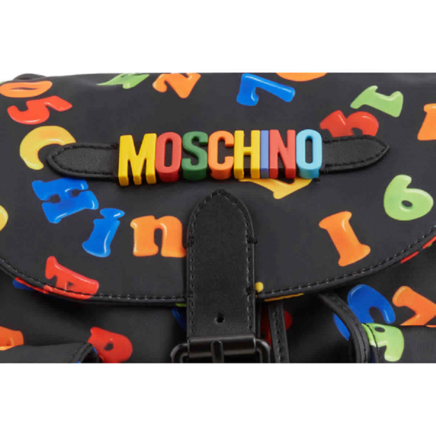 Balo Moschino Ladies Black Drawstring Logo ‘Black’ B-7601-8202-2555 - Ảnh 4