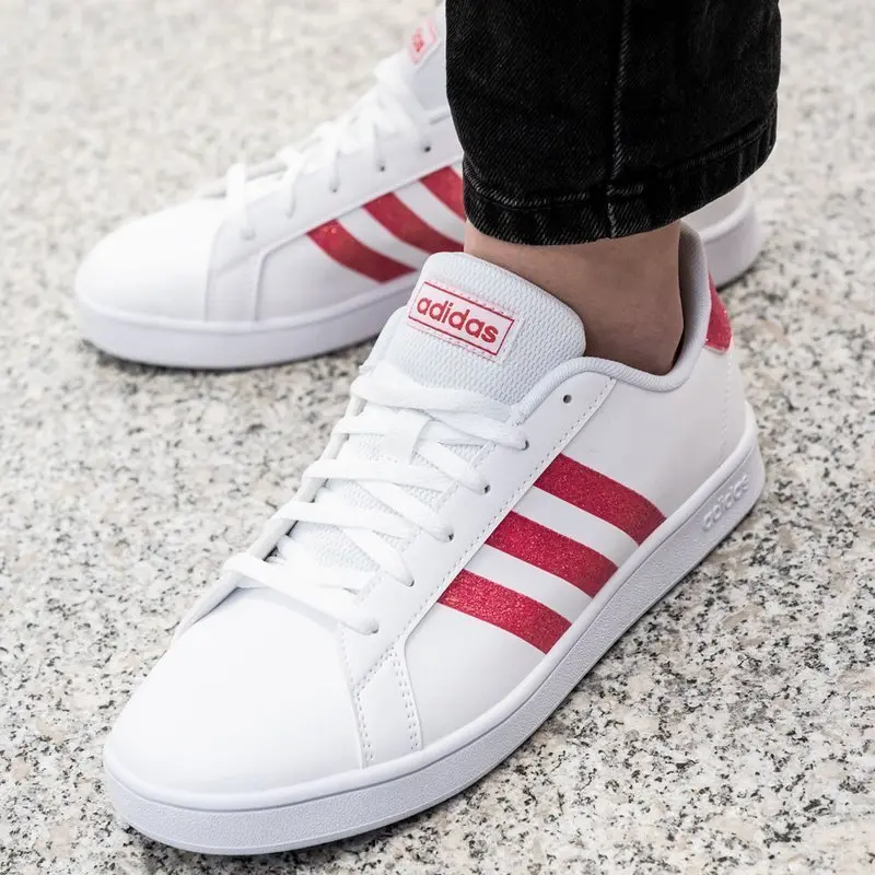 Alternative view of Giày Adidas Grand Court J 'White Real Pink' EG5136
